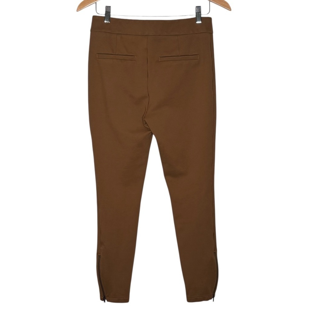 Anthropologie The Essential Slim Ponte Knit Ankle Zip Skinny Pants Size 4 Brown - Picture 6 of 16